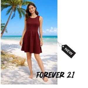 Forever 21 maroon fit&flair slip on dress